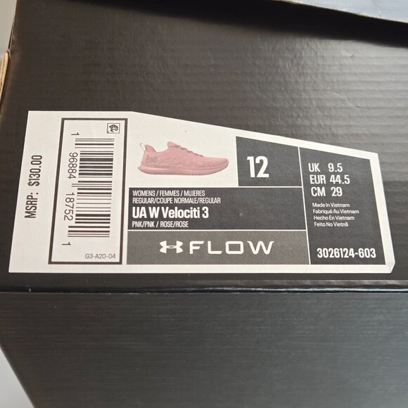 Under Armour Women Flow Velociti 3 Running Shoe Pink Rose Sz 12 - Picture 10 of 10